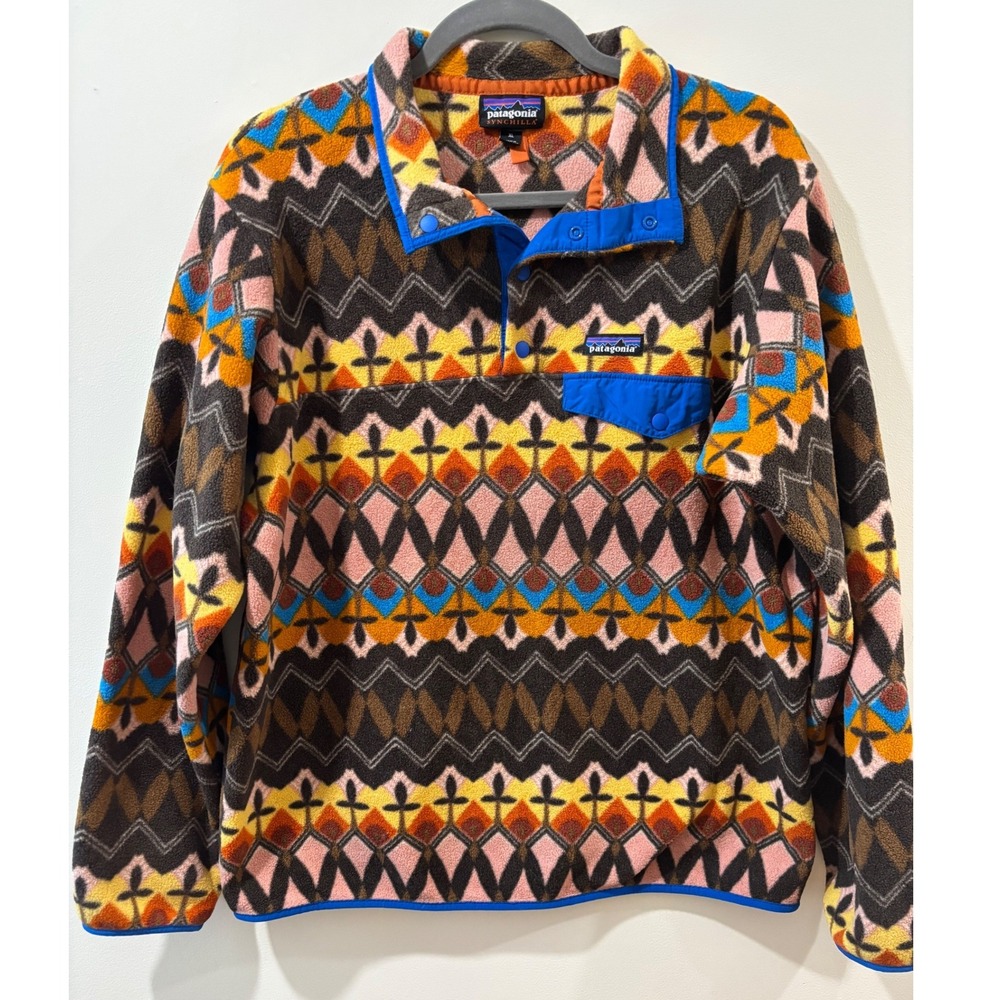 Patagonia Companions Big-Anthos Pink Synchilla Snap-T Fleece Sz. XL Gorpcore